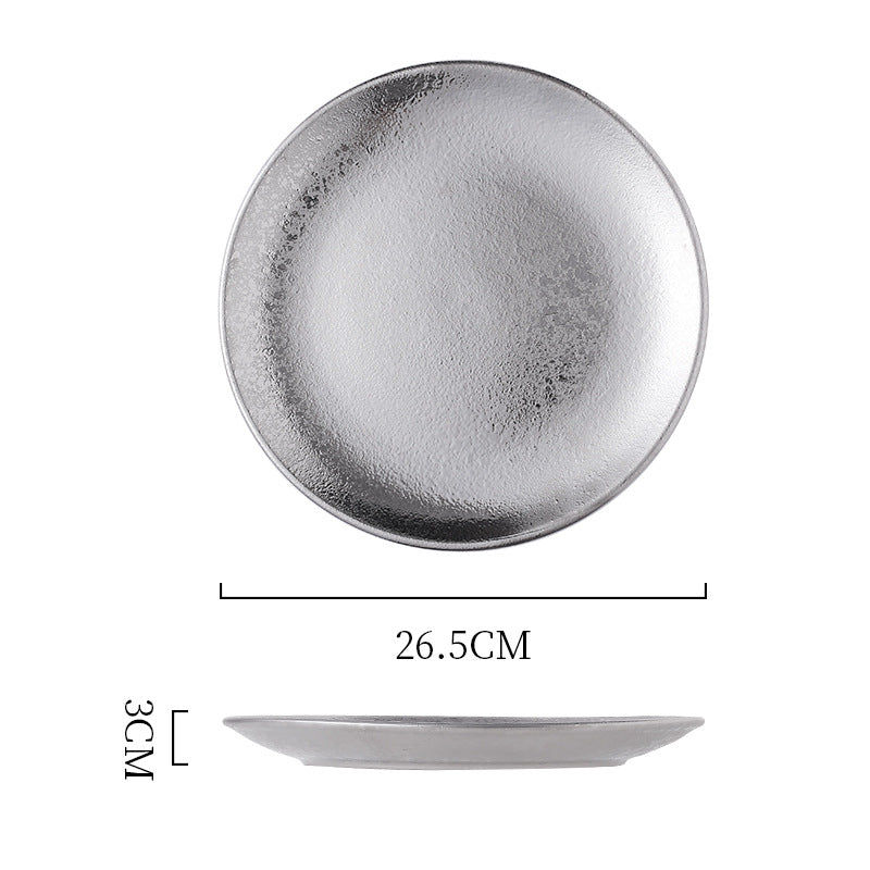 Insaccessible luxury ceramic western dinner plate retro ceramic restaurant for home shallow plate japanese ceramic good-looking dish plate