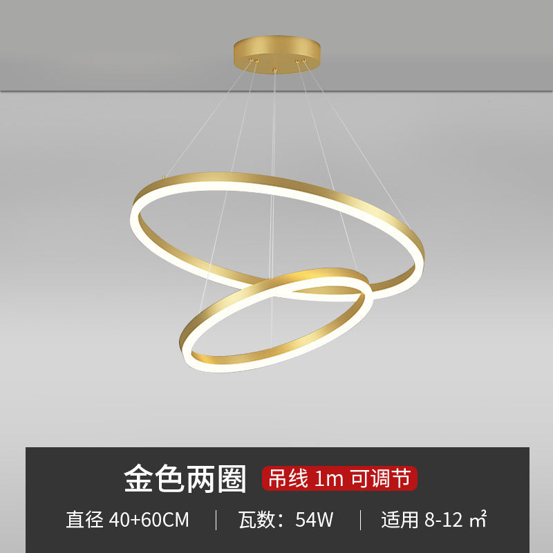 Living room chandelier modern simple lighting Internet celebrity light luxury Nordic lighting creative ring bedroom bar restaurant led
