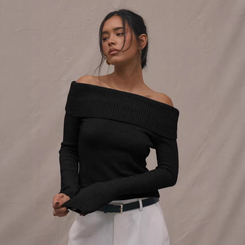 off-the-shoulder knit top: a chic and flattering short sleeve top for women - perfect for autumn