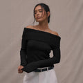 off-the-shoulder knit top: a chic and flattering short sleeve top for women - perfect for autumn