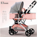 Newborn baby sleeping blue reversible, sit or lie down, high view baby stroller, foldable shock absorber stroller, two-way baby stroller