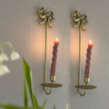 European style scented candle holder romantic french wall-mounted iron gold butterfly candlestick home wedding decoration