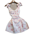Women's new summer fashionable and elegant printed tie-strap v-neck a-line mini dress - perfect for going out and dating