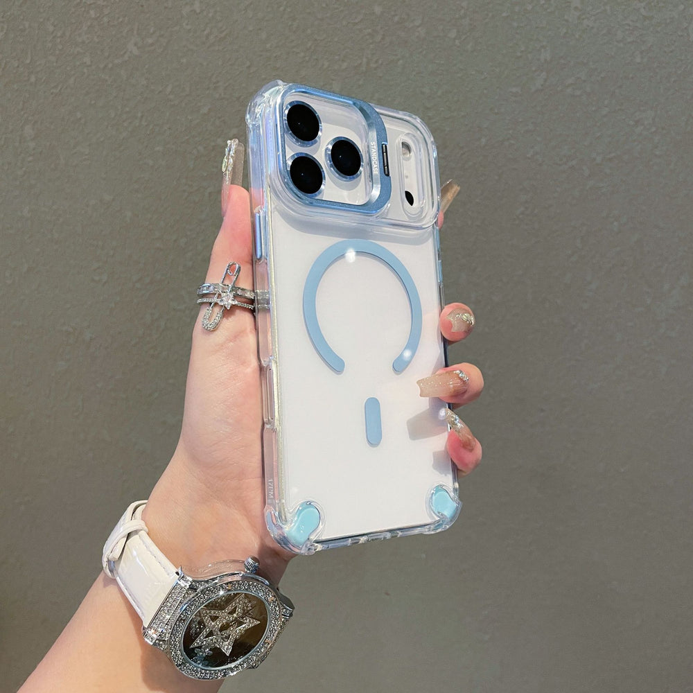 New lens holder compatible with apple 17 magnetic phone case, c-port transparent drop-proof iphone 16 pro protective case