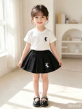 Baby clothing kids set children outfit white short-sleeved t-shirt + black skirt