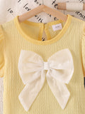 Children's clothing shein cross-border girl suit yellow short-sleeved top + blue pants