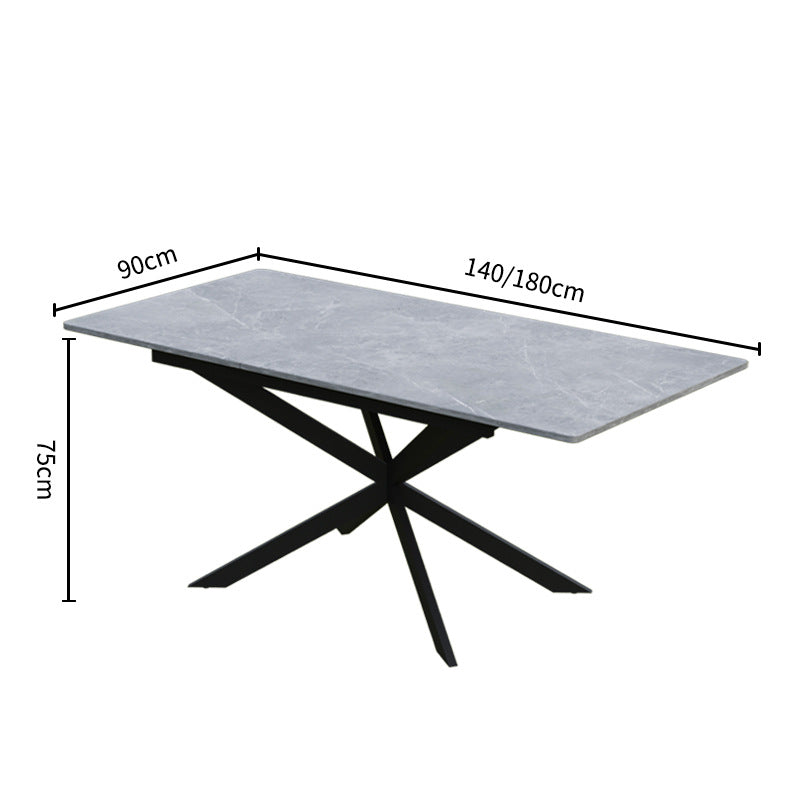 Factory direct rock slab dining table - nordic style casual rectangular dining table - carbon steel long table - modern minimalist dining table for small spaces