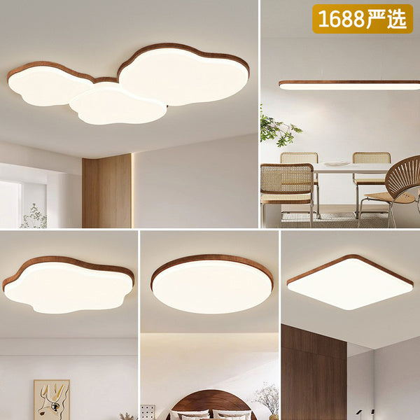 [Strict Selection] Ceiling Light Log Wind Hall Light Wood Grain Eye Protection Ultra-thin Medieval Whole House Lighting Combination Package