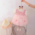 Girls' princess dress -  summer new arrival: stylish round neck short sleeve mesh baby girl party dress