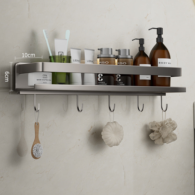 Removable and washable space aluminum bathroom rack Wall-mounted non-punching bathroom cosmetic storage rack Factory direct sales
