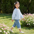 Spring new girls' long-sleeve lace collar shirt - trendy baby girl blouse, stylish kids' top, casual children's clothing
