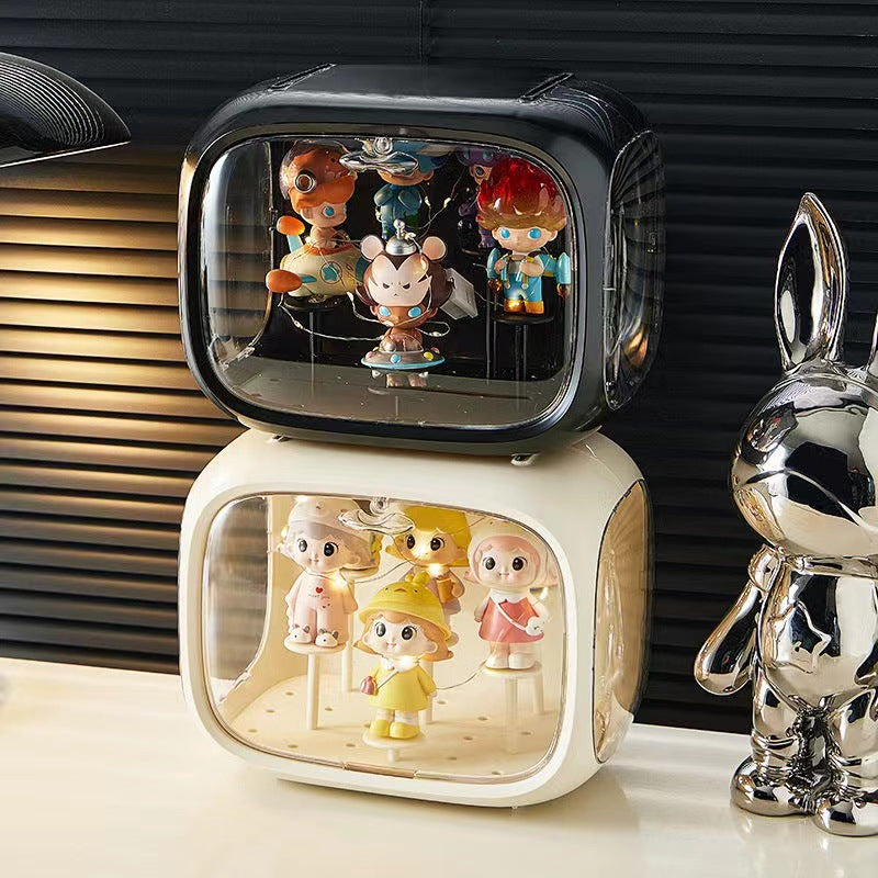 Blind box new POP MART figure storage box with lamp desktop display stand acrylic cartoon plastic space capsule