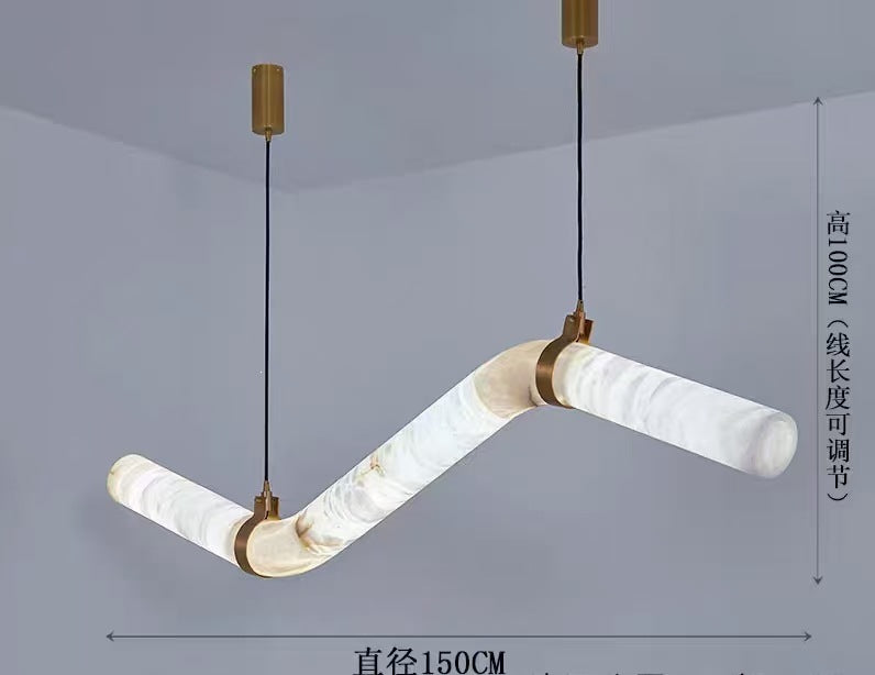 Modern minimalist faux marble chandelier - designer creative light luxury for villa, restaurant, bar, lobby - round, column, and linear styles available