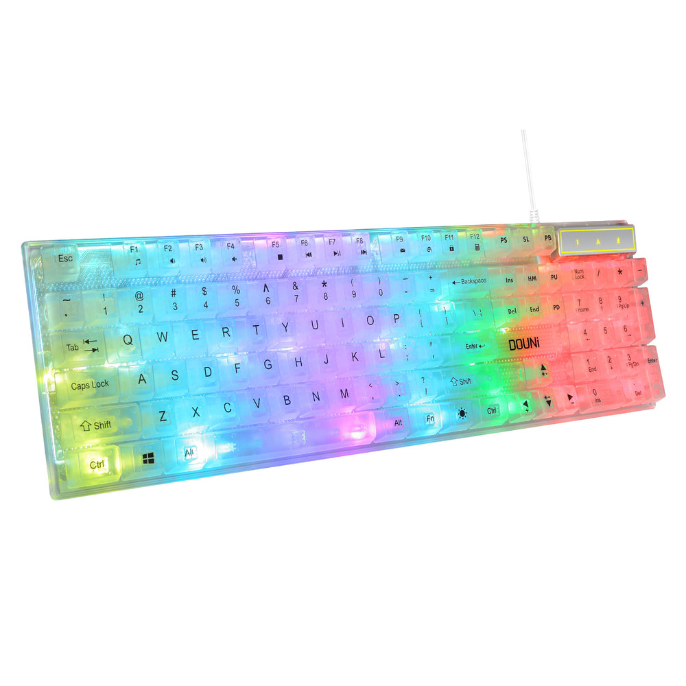 Dou ni kb101 colorful illuminated rgb transparent keyboard - mechanical feel, wired gaming keyboard for laptops