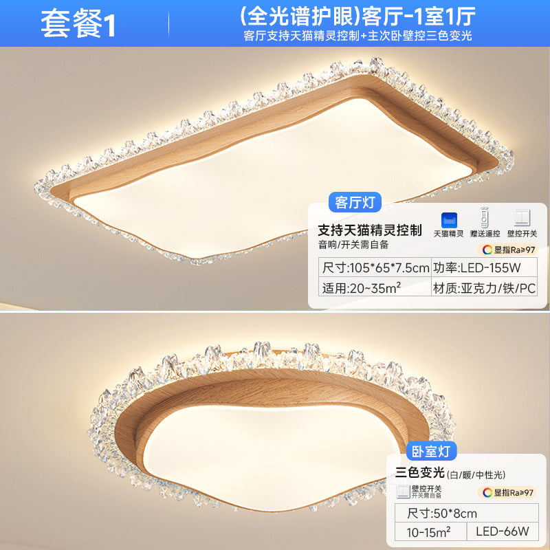 Full Spectrum Ceiling Light 2025 New Modern Simple Light Luxury Log Wind Whole House Package Combination Zhongshan Lighting