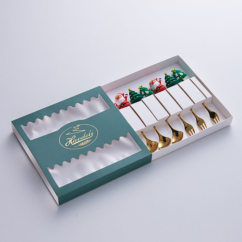 Stainless steel spoon set - cute cartoon santa claus design - creative christmas dessert spoons - wholesale party favors