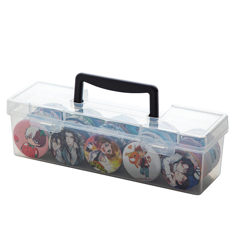 Desktop flip bar storage box, transparent millet peripheral badge box, animation cartoon brooch storage and finishing box
