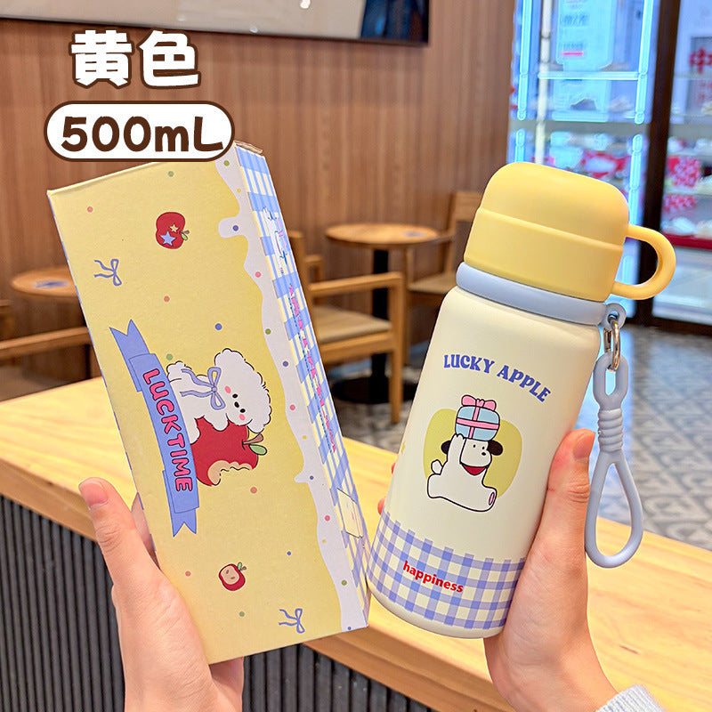 Cute pet kids thermos cup 316 stainless steel high-looking bowl lid three-drink large-capacity straw water cup wholesale