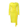 D302 european and american style women's  autumn foreign trade fashion plus size v-neck long sleeve elegant pencil skirt cross-border dress