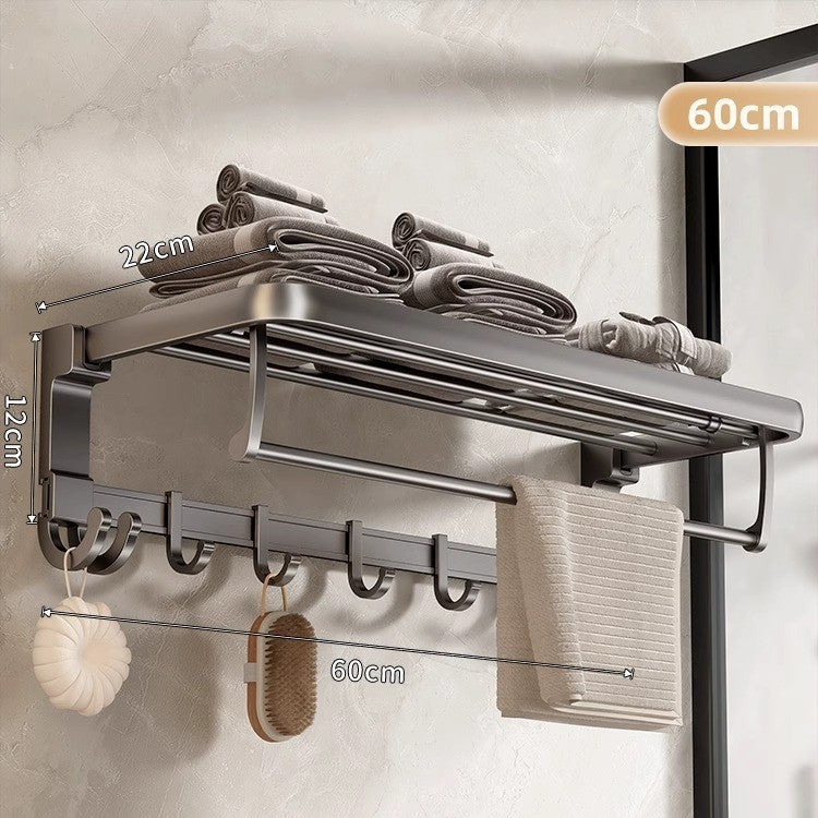No punching gun gray towel storage rack bathroom space aluminum bath towel rack bathroom bathroom hardware pendant suit