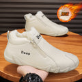 Men's 2025 new winter fleece-lined warm casual athletic side-zip waterproof work boots - durable & wear-resistant