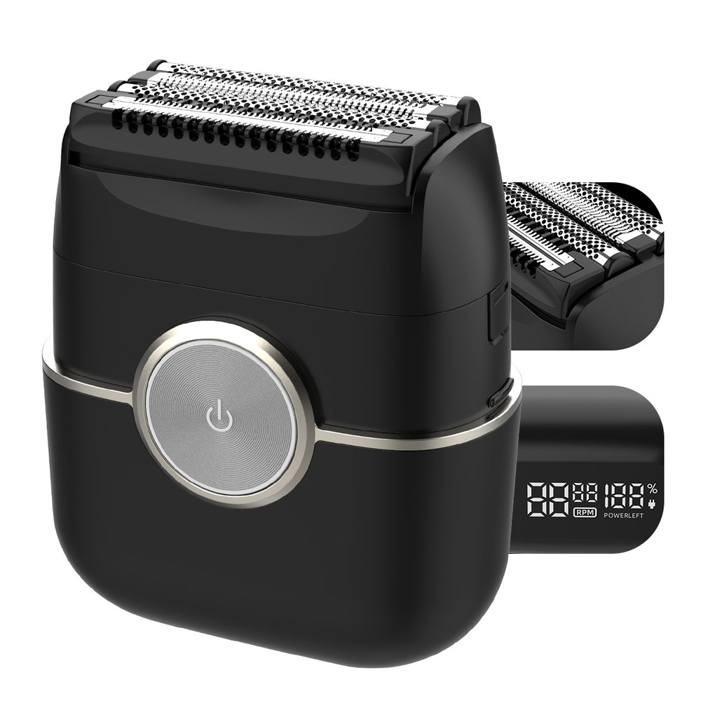 Portable mini electric shaver reciprocating magnetic floating 4-blade head men's portable washable razor - cross-border