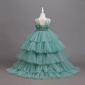 Girls' formal dresses with train length, detachable back length, children's princess dresses, gradient flower girl wedding dresses, cross-border dropshipping