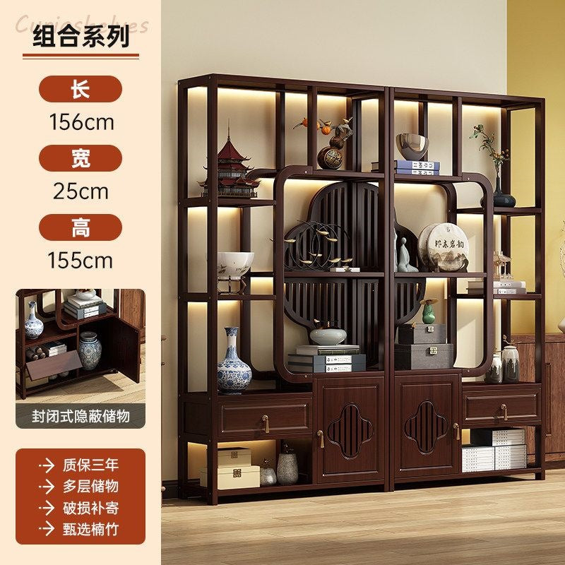 Special offer new chinoiserie non-solid wood antique rack tea tea set rack tea room tea cabinet ornaments storage rack large capacity
