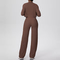 pure color brushed tight tank top wide-leg long three-piece set sports running fitness yoga suit