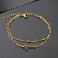 exquisite fashion stainless steel cut out cross double chain bracelet fashioncasualeleganteasiest for match bracelet