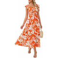 Amazon bohemian ruffle sleeve dress women's  summer new floral flowy a-line dress