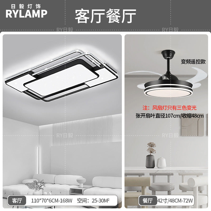 2025 Full Spectrum Eye Protection Living Room Light Whole House Lighting Package Combination Family Set Star Crystal Ceiling Light