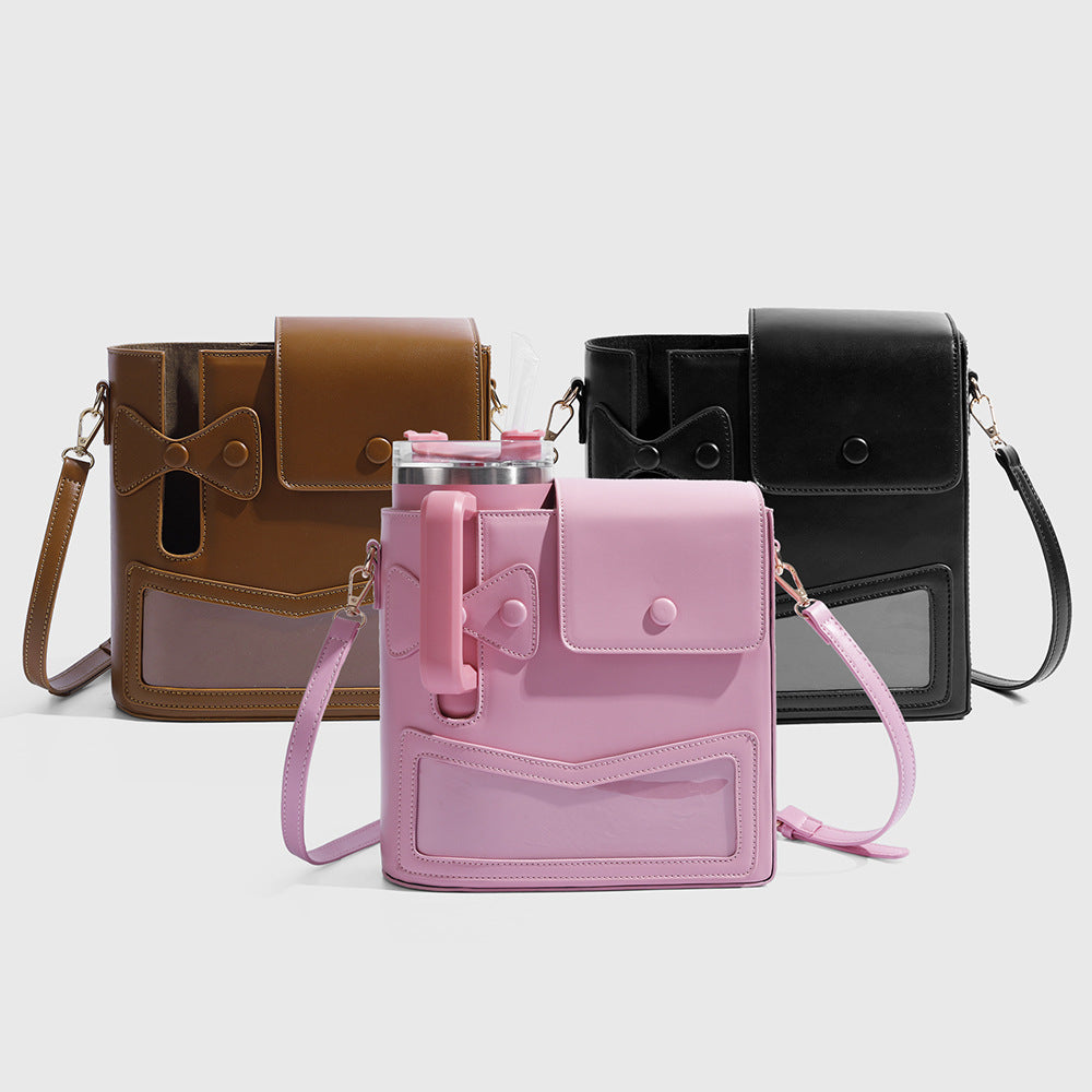 Cross-border large-capacity portable water cup bag, thermos cup, large beverage bottle storage bag, outdoor commuting shoulder messenger bag.