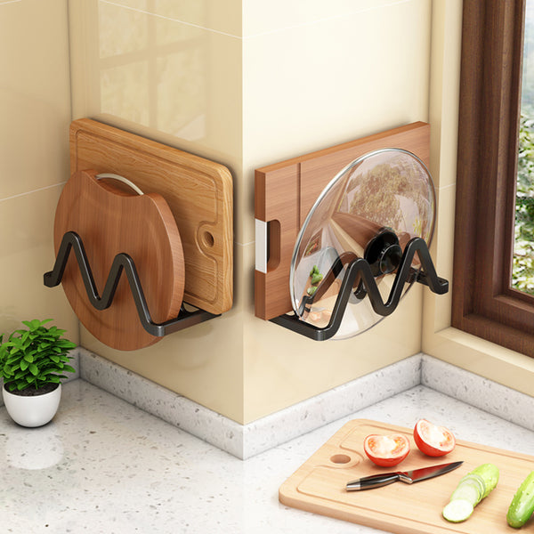 Kitchen lid rack No punching Hanging chopping board Placing sticky board Wall-mounted cutting board Cutting board Storage shelf Storage artifact