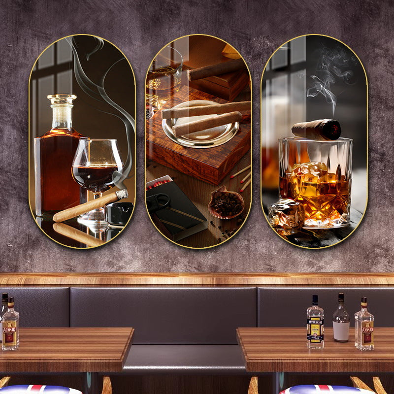 Bar wall decoration painting industrial style whiskey poster clear bar bathroom mural American retro cigar hanging painting