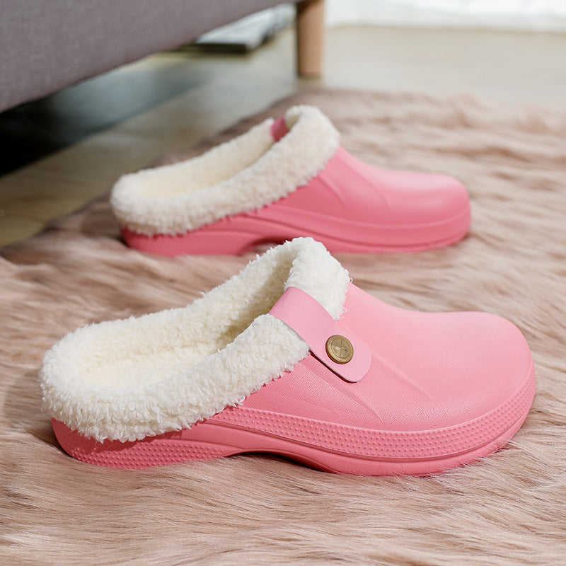 Foreign trade cotton slippers men's winter indoor couple bag heel velvet stepping on shit thickened warm cotton shoes snow boots