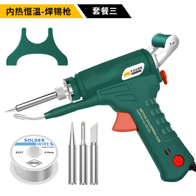 Cross-border convenient solder gun inner heating manual tin feeding handheld set automatic 60W electric soldering iron temperature regulation