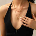 Long chain necklace wholesale, european and american cross-border fashion trend, long pendant, niche design, double circle ring necklace