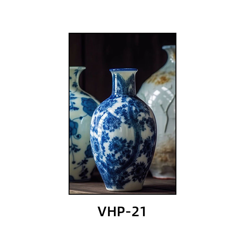 Blue and white porcelain decorative painting vase porcelain ceramic new Chinese style living room hanging painting hotel hotel restaurant box Chinese style