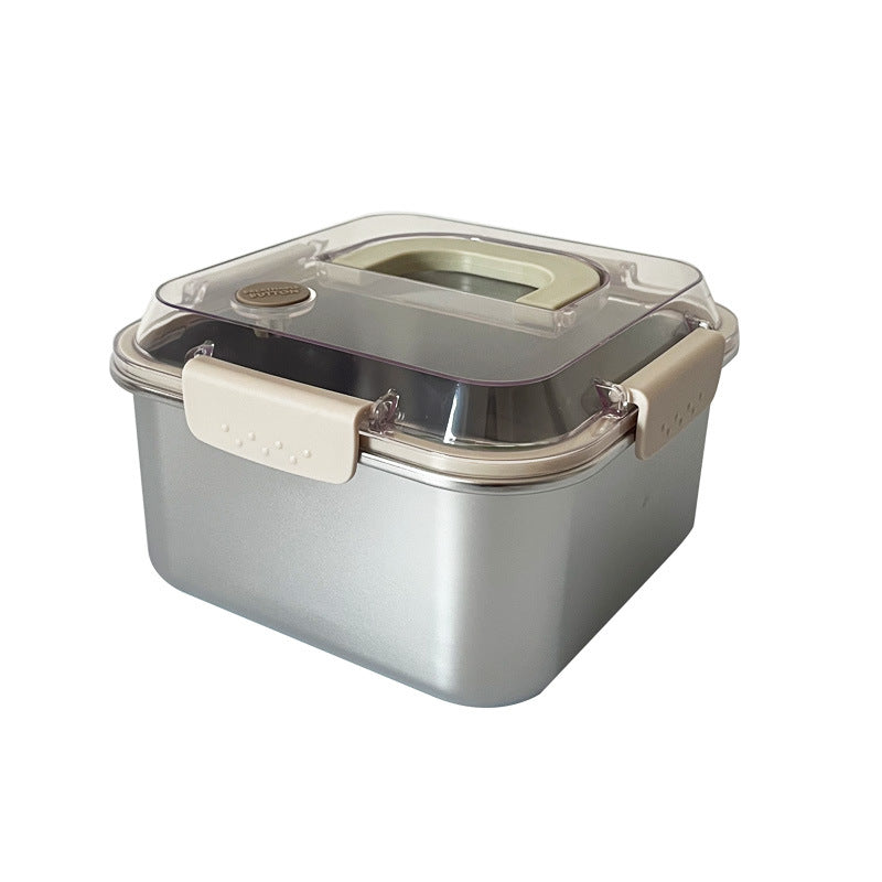 Portable 304 stainless steel square food container - airtight, leak-proof lunch box for refrigerator storage and on-the-go meals