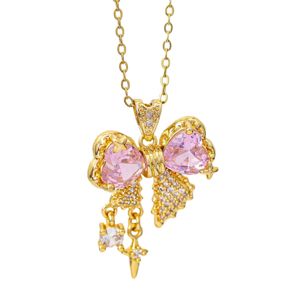 European and american hot-selling copper inlaid zircon butterfly necklace for women - lightweight luxury, versatile, elegant, and fade-resistant choker jewelry
