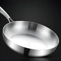 Uncoated, heavy-gauge 304 stainless steel frying pan - non-stick, suitable for home use, compatible with gas and induction cooktops