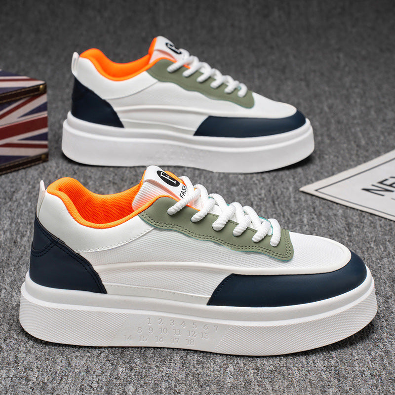 Men's spring 2025 new breathable white sneakers, athletic casual shoes, trendy men's brand, niche anti-slip wear-resistant skate shoes