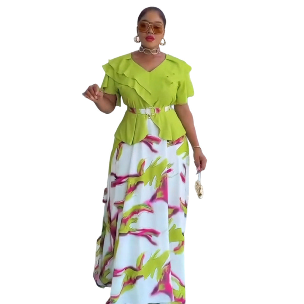 African cross-border women's spring/summer new fashion elegant african plus size maxi dress for  and