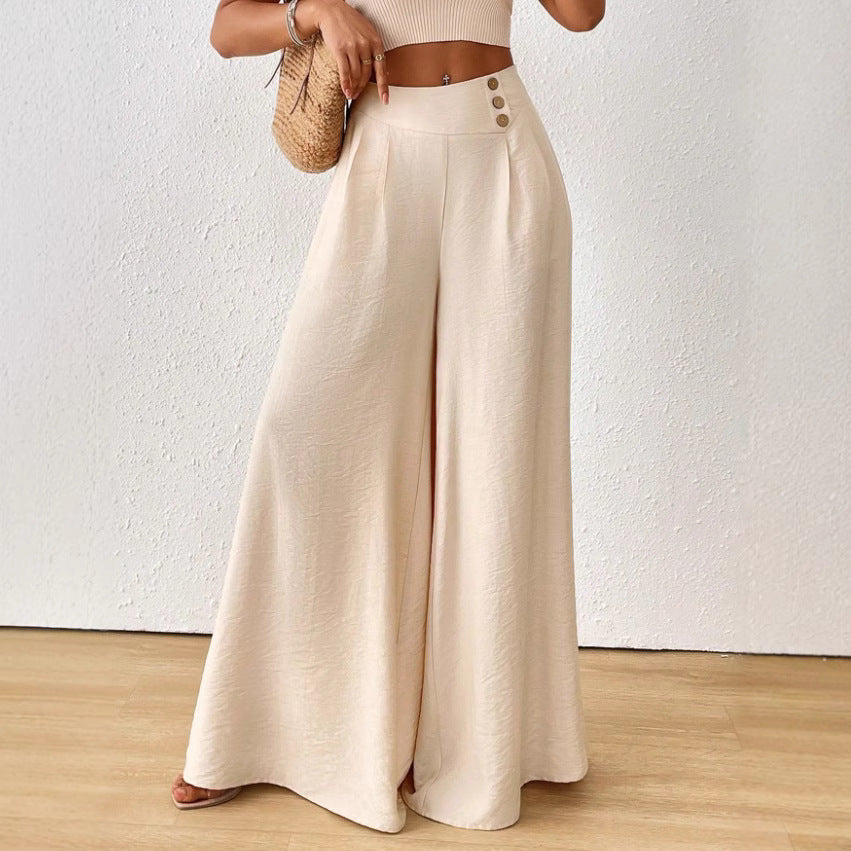 independent station new arrival cross-border fashionelegance mid-waist wide-leg pants pants