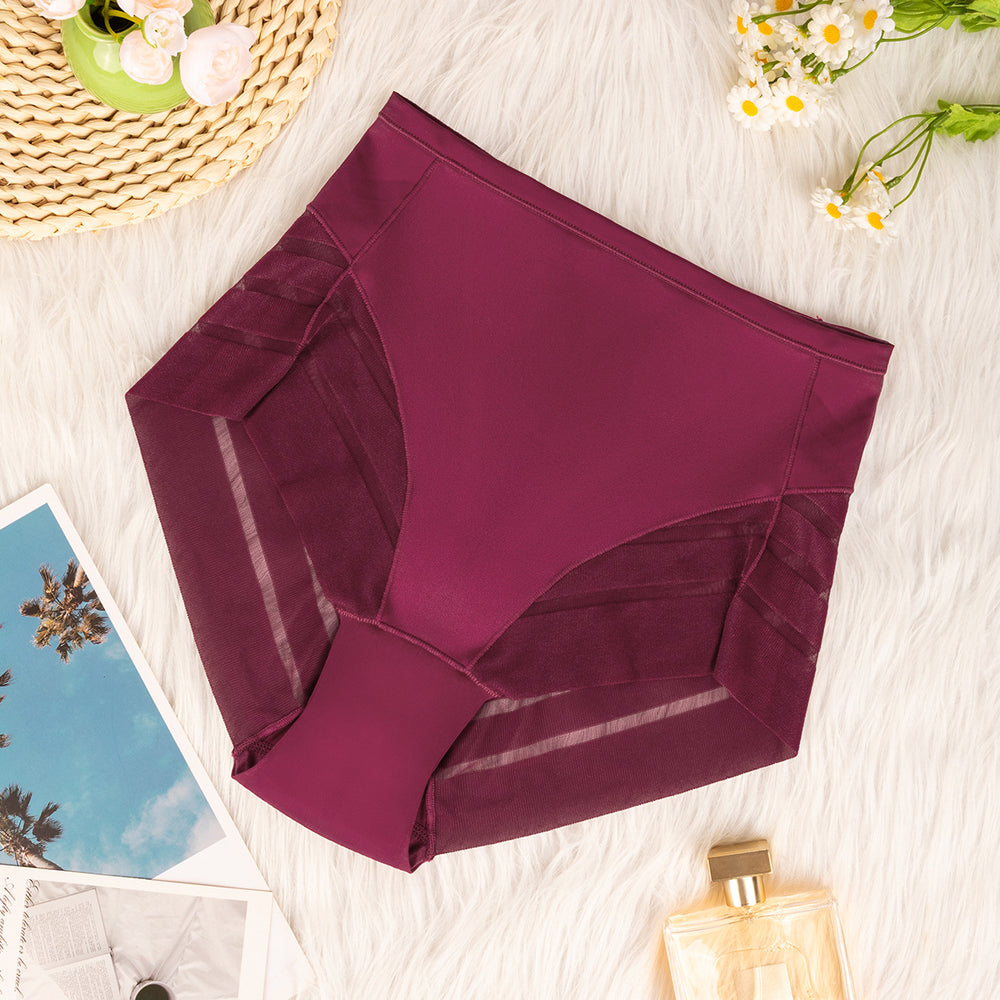 Multi-color combination cross-border exclusive high waist underwear women's breathable invisible plaid transparent sexy mesh women's briefs