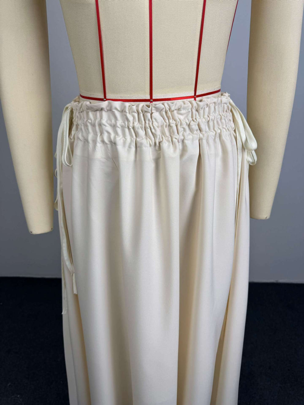 European and american cross-border women's fashion:  summer new arrival - high-waisted, slimming, tie-waist, solid color, casual, versatile, long midi skirt