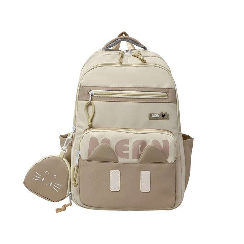 New cute and sweet backpack, junior high school student schoolbag for women, large capacity, small fresh and anti-splashing light backpack.
