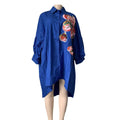 Exportplus size women's clothing loose version sequinembroider large flower casual women's clothing lantern sleeve mid-length shirt dress clear
