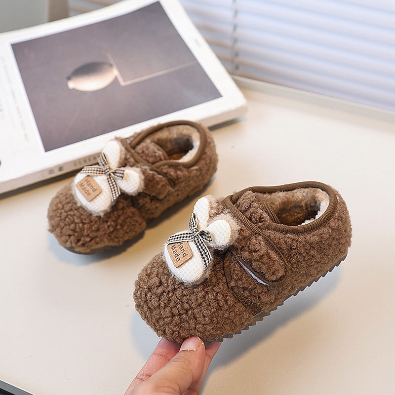 Girls' cute snow boots - new autumn/winter collection, fleece-lined kids' shoes, korean style children's furry boots, lambswool cotton shoes